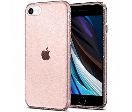Husa TPU Spigen Liquid Crystal Glitter pentru Apple iPhone 7 / Apple iPhone 8 / Apple iPhone SE (2020), Roz, Blister 042CS21419 