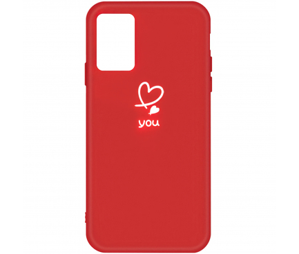 Husa TPU OEM Frosted Love Heart pentru Samsung Galaxy A51 A515, Rosie, Bulk 
