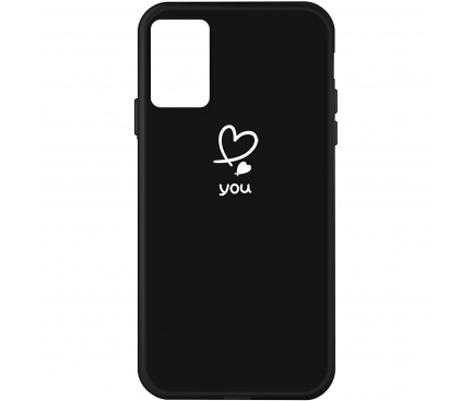 Husa TPU OEM Frosted Love Heart pentru Samsung Galaxy A71 A715, Neagra, Bulk 