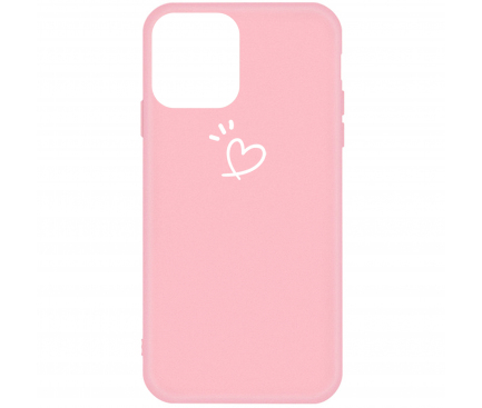 Husa TPU OEM Frosted Three Dots Love-heart pentru Apple iPhone 11 Pro Max, Roz, Bulk 
