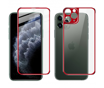 Folie Protectie Fata si Spate Imak pentru Apple iPhone 11 Pro, Plastic, Full Cover, Full Glue, Rosie