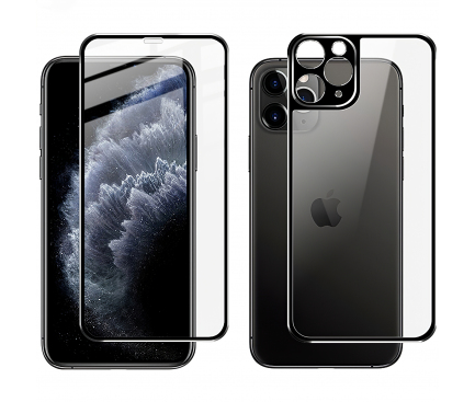 Folie Protectie Fata si Spate Imak pentru Apple iPhone 11 Pro Max, Plastic, Full Cover, Full Glue, Neagra