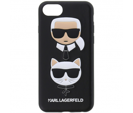 Husa Piele - Poliuretan Karl Lagerfeld pentru Apple iPhone 8 / Apple iPhone SE (2020), Karl & Choupette, Neagra KLHCI8KICKC
