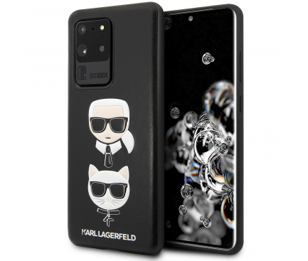 Husa Piele - Poliuretan Karl Lagerfeld pentru Samsung Galaxy S20 Ultra G988 / Samsung Galaxy S20 Ultra 5G G988, Karl & Choupette, Neagra KLHCS69KICKC