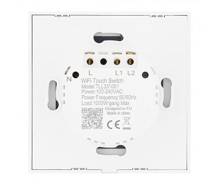 Intrerupator Tellur Smart Switch, WiFi, 2 Porturi, Control Tactil, 1800W, 10A, Alb TLL331051
