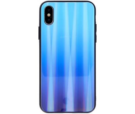 Husa TPU OEM Aurora cu spate din sticla pentru Huawei P smart Pro 2019, Albastra, Bulk 