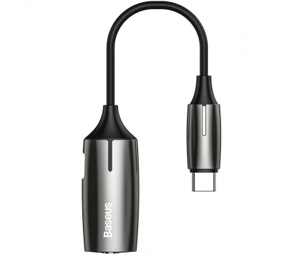 Adaptor Audio USB Type-C - USB Type-C / 3.5 mm Baseus L60S, Cu port alimentare, Gri CATL60S-0A