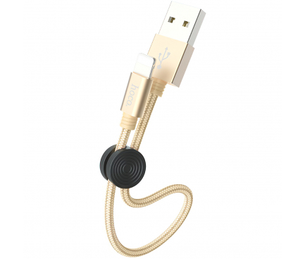 Cablu Date si Incarcare USB la Lightning HOCO X35 Premium, 2.4A, 0.25 m, Auriu, Blister 