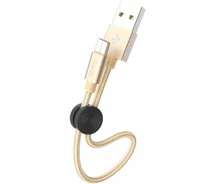 Cablu Date si Incarcare USB la MicroUSB HOCO X35 Premium, 2.4A, 0.25 m, Auriu