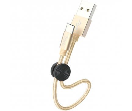 Cablu Date si Incarcare USB la USB Type-C HOCO X35 Premium, 2.4A, 0.25 m, Auriu, Blister 