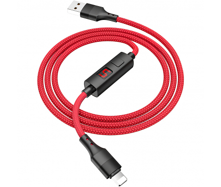 Cablu Date si Incarcare USB la Lightning HOCO Timing S13, 1.2 m, Rosu