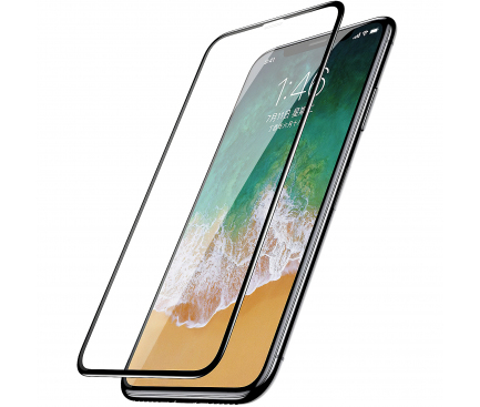 Folie Protectie Ecran Baseus pentru Apple iPhone 11 Pro Max / Apple iPhone XS Max, Plastic, Full Face, 3D, 2.5mm, Neagra SGAPIPH65S-HA01