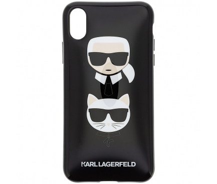 Husa TPU Karl Lagerfeld pentru Apple iPhone XR, Karl & Choupette, Neagra, Blister KLHCI61TPUKICKC 