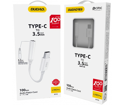 Adaptor audio 3.5 mm la USB Type-C Dudao L16CPro, Alb
