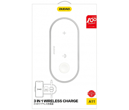 Incarcator Retea Wireless Dudao A11, Quick Charge, 3in1, Alb