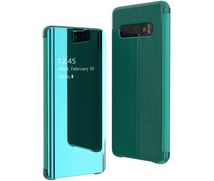 Husa Plastic OEM Flip View pentru Samsung Galaxy S10 G973, Verde, Blister 