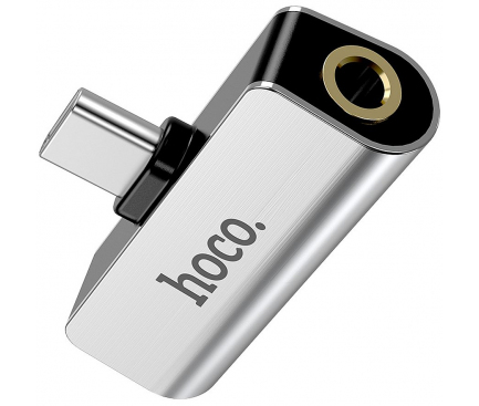 Adaptor Audio USB Type-C - USB Type-C / 3.5 mm HOCO LS26, Argintiu