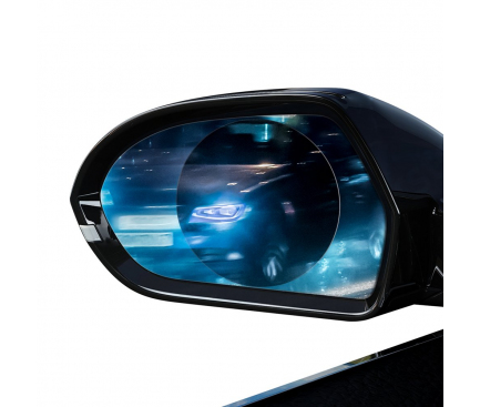 Set 2 x Folie Baseus rezistenta la ploaie pentru oglinda retrovizoare, 80 x 80mm, 0.15mm, Transparenta SGFY-A02