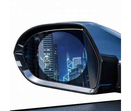 Set Folie rezistenta la ploaie pentru oglinda retrovizoare auto, Baseus, 0.15mm, 2 buc x 95*95mm, Transparenta, SGFY-B02