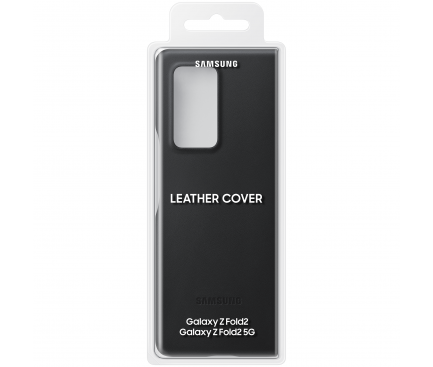 Husa Piele Samsung Galaxy Fold 2 F916, Leather Cover, Neagra EF-VF916LBEGEU