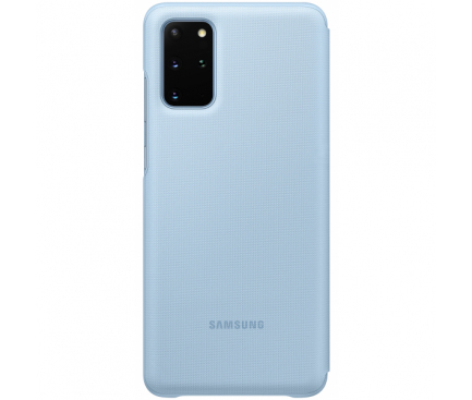 Husa Textil Samsung Galaxy S20 Plus G985, Led View, Albastra, Bulk EF-NG985PLEG