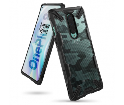 Husa Plastic - TPU Ringke Fusion X pentru OnePlus 8, Camo, Neagra XDOP0004
