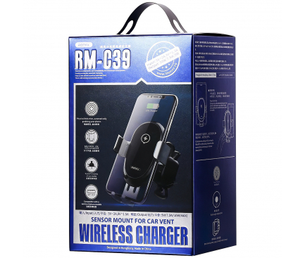 Incarcator Auto Wireless Remax RM-C39, Quick Charge, 10W, Negru