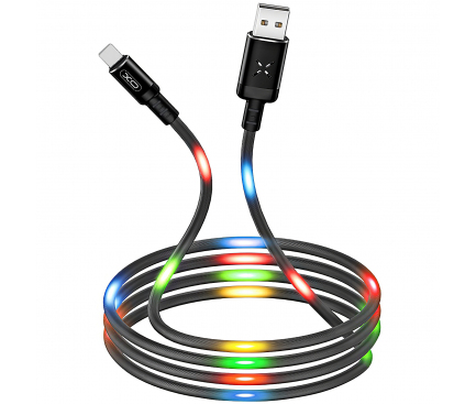 Cablu Date si Incarcare USB la USB Type-C XO Design NB108, Led, 2.1A, 1 m, Negru