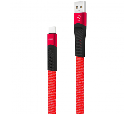 Cablu Date si Incarcare USB la USB Type-C XO Design NB127, 2.1A, 1.2 m, Rosu, Blister 