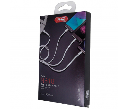 Cablu Incarcare USB - Lightning / USB Type-C / MicroUSB XO Design NB18, 3in1, 2.4A, 1.2 m, Argintiu