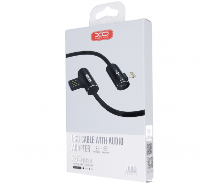 Cablu Incarcare si Audio USB - Lightning / Lightning - Lightning XO Design NB38, 2.4A, 1 m, Negru, Blister 