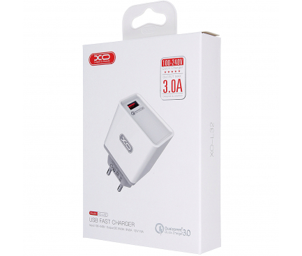 Incarcator Retea USB XO Design L32, 2.4A, QC 3.0, 1 X USB, Alb, Blister 