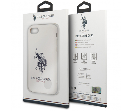 Husa TPU U.S. Polo Big Horse pentru Apple iPhone 8 / Apple iPhone SE (2020), Alba, Blister USHCI8SLHRWH 