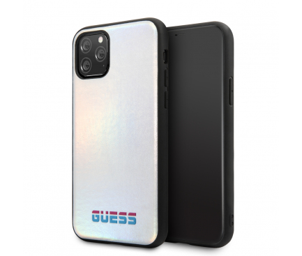Husa Piele - TPU Guess Iridescent pentru Apple iPhone 11 Pro, Argintie, Blister GUHCN58BLD 