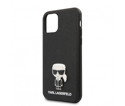 Husa TPU Karl Lagerfeld Saffiano Iconik pentru Apple iPhone 11 Pro Max, Neagra, Blister KLHCN65IKFBMBK 