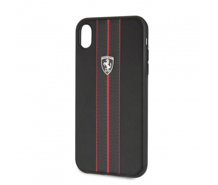 Husa Piele Ferrari Off Track pentru Apple iPhone XR, Neagra FEURHCI61BKR