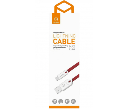 Cablu Date si Incarcare USB la MicroUSB McDodo Gorgeous CA-0432, 2.4A, 1 m, Rosu
