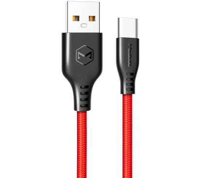 Cablu Date si Incarcare USB la USB Type-C McDodo Warrior CA-5172, 2.4A, 1 m, Rosu