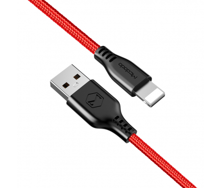 Cablu Date si Incarcare USB la Lightning McDodo Warrior CA-5152, 2.4A, 1.2 m, Rosu, Blister 