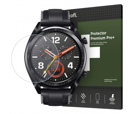 Folie Protectie Ecran HOFI pentru Huawei Watch GT, Sticla securizata, PRO+, Neagra