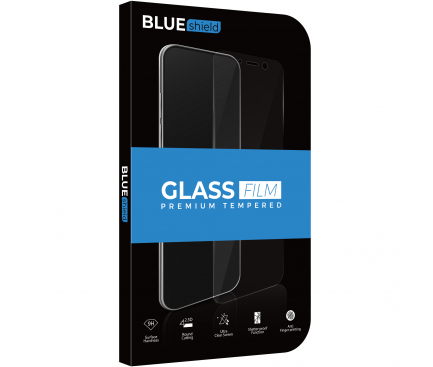 Folie de protectie Ecran BLUE Shield pentru Samsung Galaxy M01 M015, Sticla securizata, Full Glue, 2.5D, Neagra