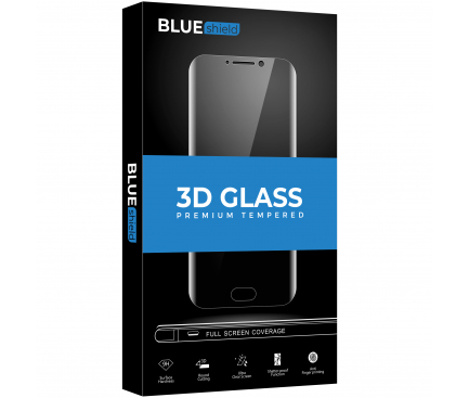 Folie Protectie Ecran BLUE Shield pentru Huawei P40 lite, Sticla securizata, Full Face, Full Glue, 0.33mm, 9H, 3D, Neagra