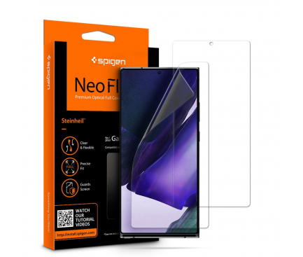 Folie Protectie Ecran Spigen pentru Samsung Galaxy Note 20 Ultra N985 / Samsung Galaxy Note 20 Ultra 5G N986, Plastic, Neo Flex HD, Set 2 Bucati AFL01445