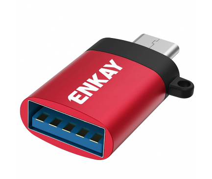 Adaptor OTG USB la USB Type-C Enkay ENK-AT101, Rosu