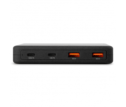 Incarcator Retea Statie USB UNIQ Surge Mini, 2 X USB - 2 x USB Tip-C, 100W, Quick Charge - Power Delivery, Negru