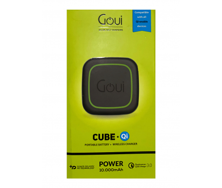 Baterie Externa Powerbank Goui Cube, 10000 mA, Power Delivery + Quick Charge 3 + Fast Wireless, 18W, 1 x USB - USB Type-C - Wireless, Neagra
