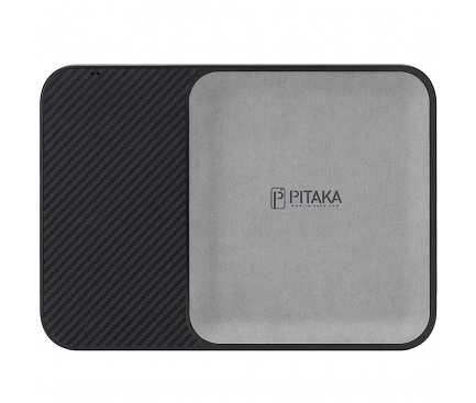Incarcator Retea Wireless Pitaka Air Tray Obsidian Black, Fast Wireless (10W / 7.5W), Fibra Aramida, Cu Organizator, Negru ATR1003