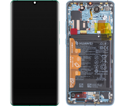 Display - Touchscreen Huawei P30 Pro, Cu Rama, Acumulator Si Piese, Albastru (Aurora Blue), Service Pack 02352PGE