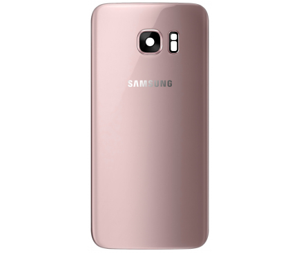Capac Baterie - Geam Camera Spate - Geam Blitz Samsung Galaxy S7 Edge G935, Roz Auriu, Second Hand