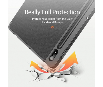 Husa Tableta Piele - Poliuretan DUX DUCIS Domo pentru Samsung Galaxy Tab S7 T870 / Samsung Galaxy Tab S7 T875, Neagra, Blister 